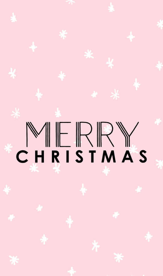 Cute Pink Christmas Greeting In Black Wallpaper