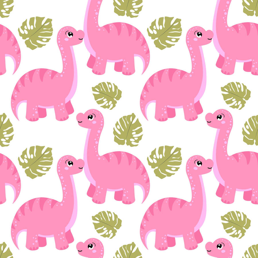 Cute Pink Dinosaur Sparkling Eyes Wallpaper