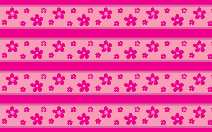 Cute Pink Floral Stripes Wallpaper