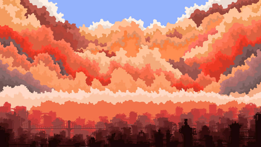 Cute Pixel Desktop Clouds Wallpaper