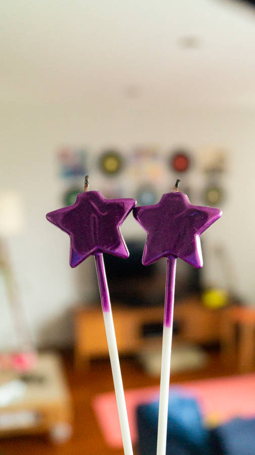 Cute Purple Star White Stick Wallpaper