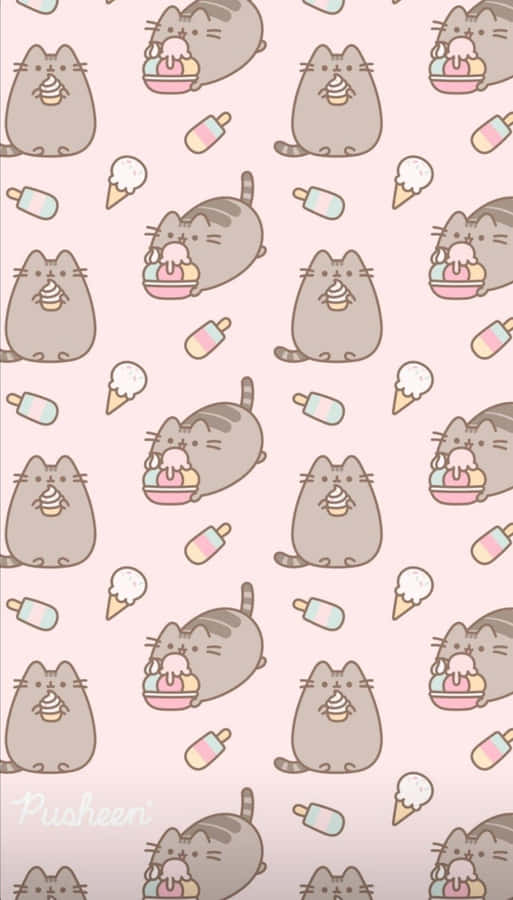 Cute Pusheen Strikes A Pose Wallpaper