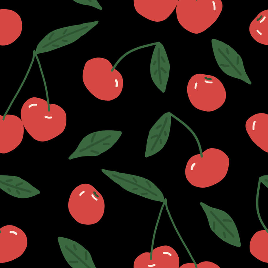 Cute Red Cherries Digital Drawing Wallpaper