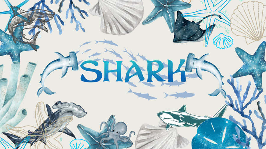 Cute Shark Ocean Frame Wallpaper