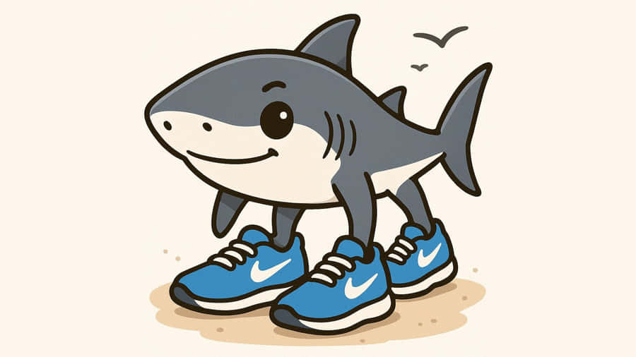 Cute Shark Wearing Sneakers Wallpaper