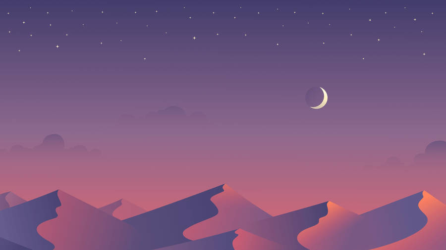 Cute Simple Aesthetic Moon Art Desktop Wallpaper