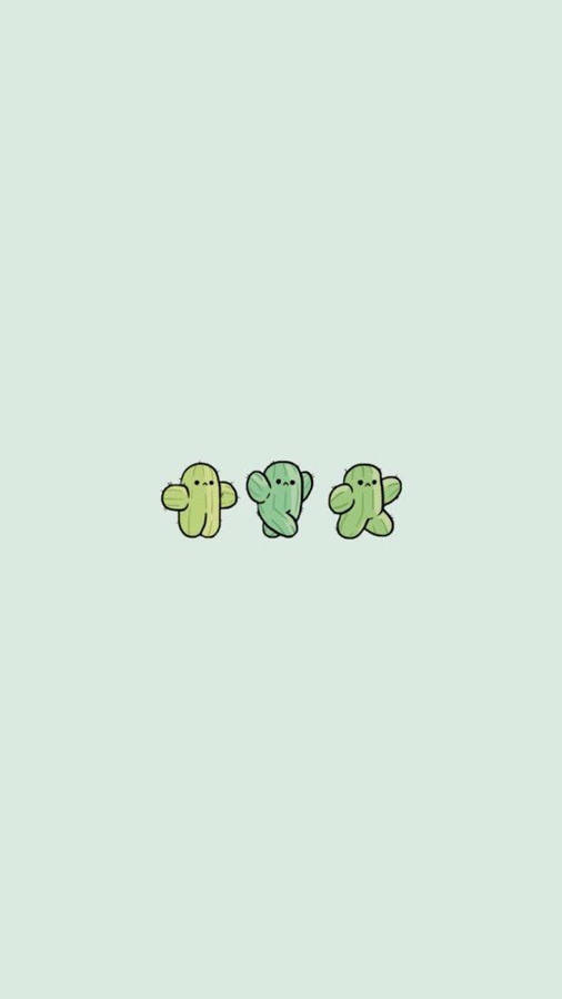 Cute Simple Walking Cacti Wallpaper