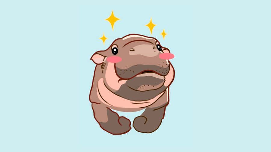 Cute Sparkling Hippo Wallpaper