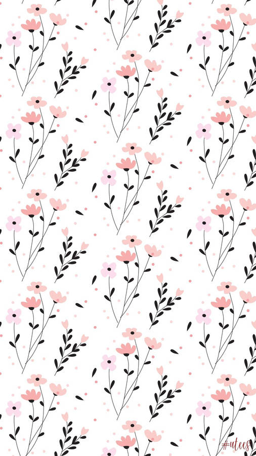 Cute Spring Pink Flower Pattern Wallpaper