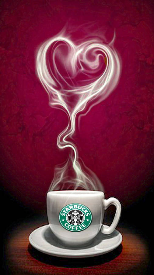 Cute Starbucks Heart Smoke Art Wallpaper