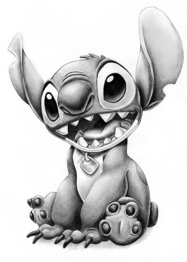 Cute Stitch Ink Art Iphone Wallpaper