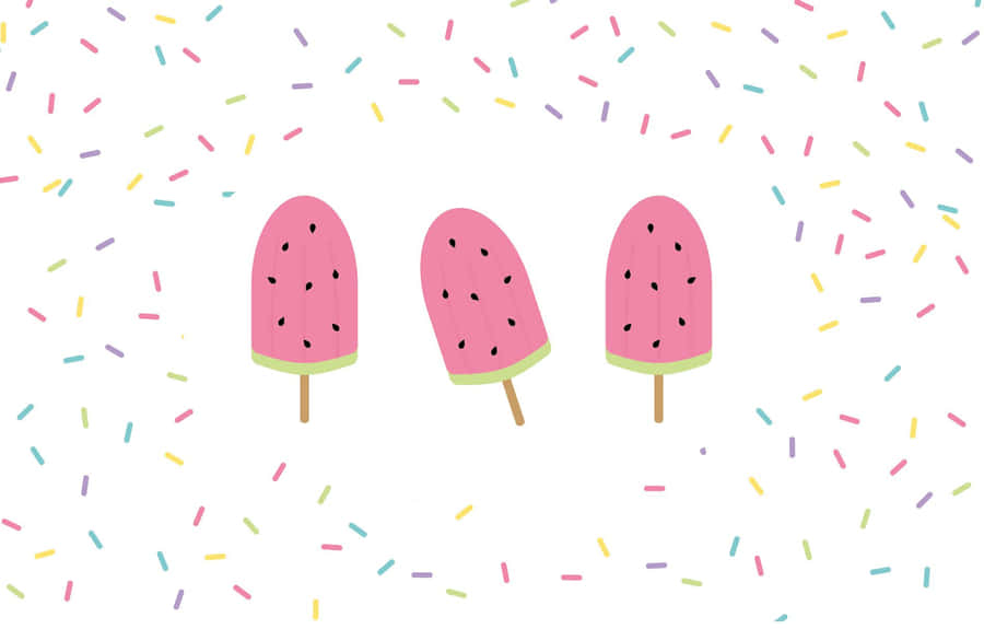 Cute Summer Desktop Watermelon Popsicles Wallpaper