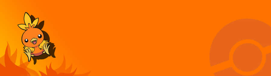 Cute Torchic Illustration On Orange Background Wallpaper