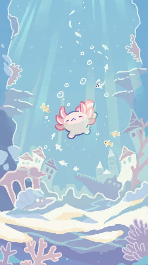 Cute Underwater Axolotl Wallpaper