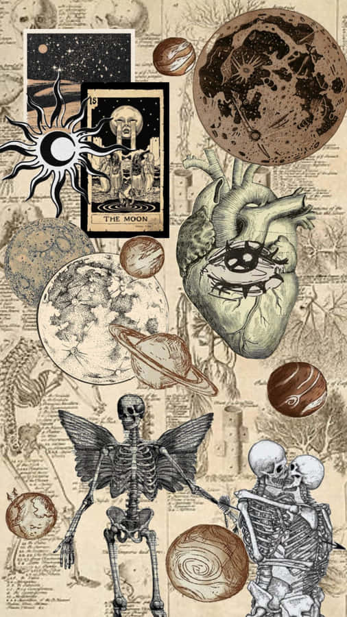 Cute Witchy Vintage Themed Collage Wallpaper