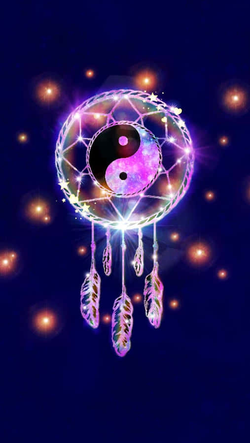 Cute Witchy Yin And Yang Dreamcatcher Wallpaper