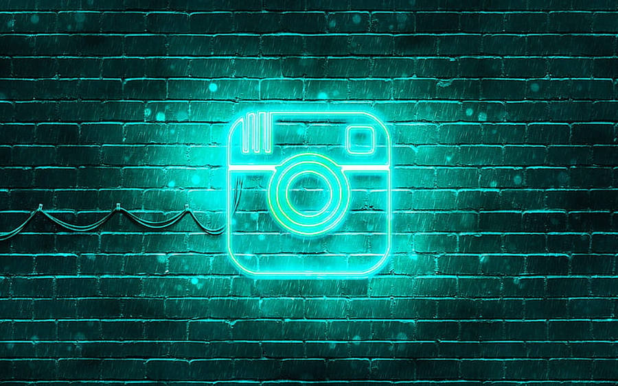 Cyan Neon Light Instagram Logo Wallpaper