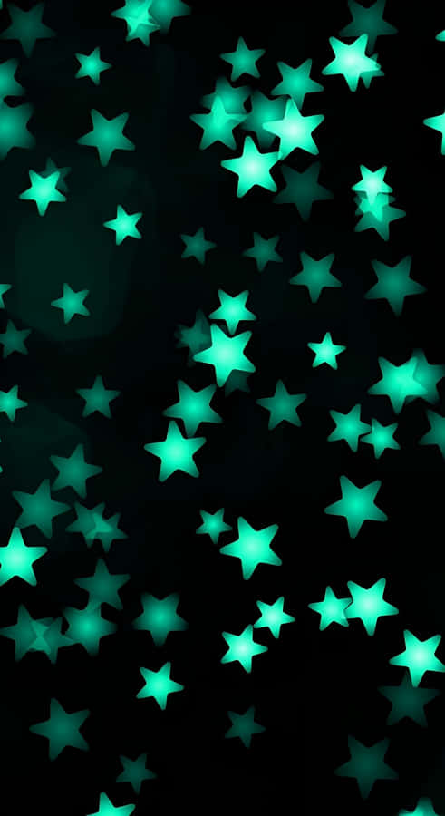 Cyber Green Star Glow Wallpaper