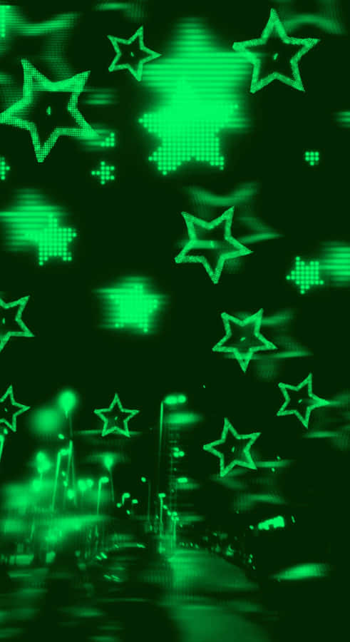 Cyber Green Star Overlay Wallpaper