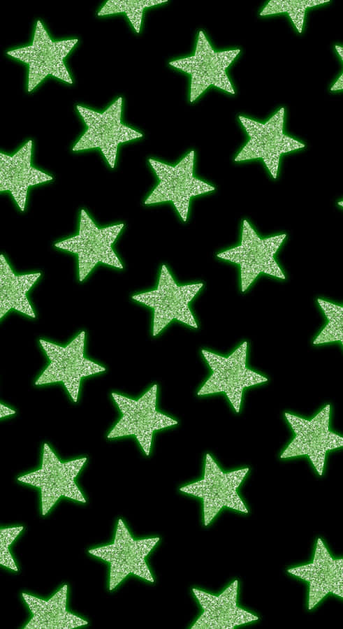 Cyber Green Star Pattern Wallpaper