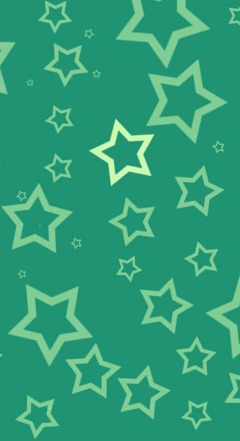Cyber Green Star Pattern Wallpaper