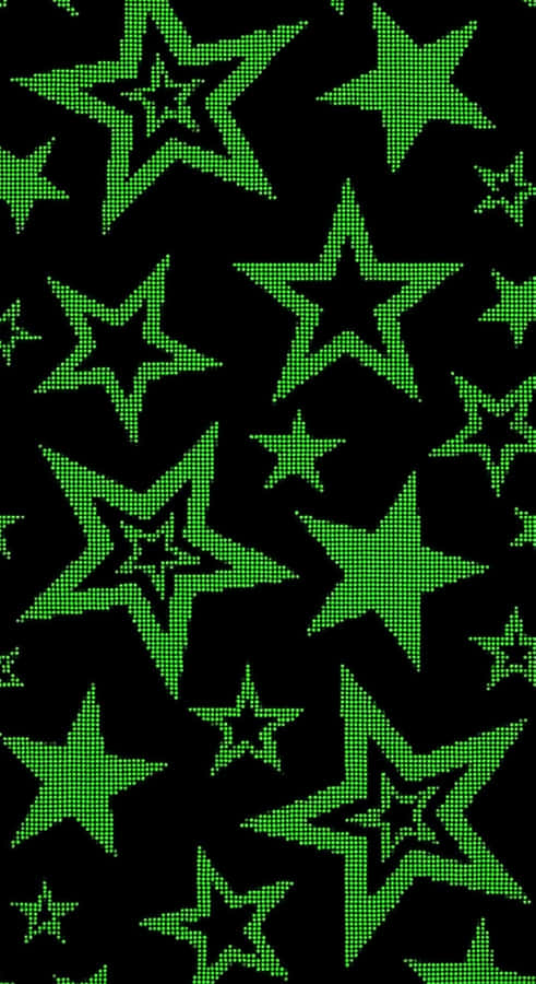 Cyber Green Star Pattern Wallpaper