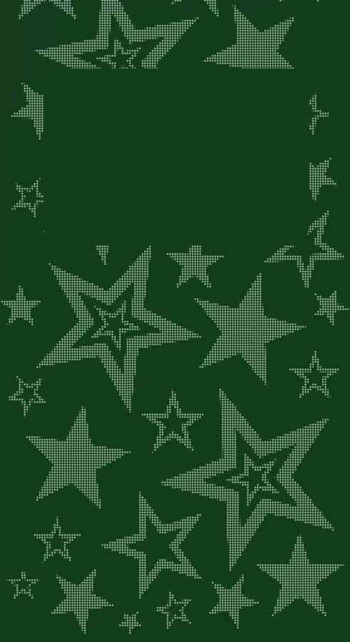 Cyber Green Star Pattern Wallpaper