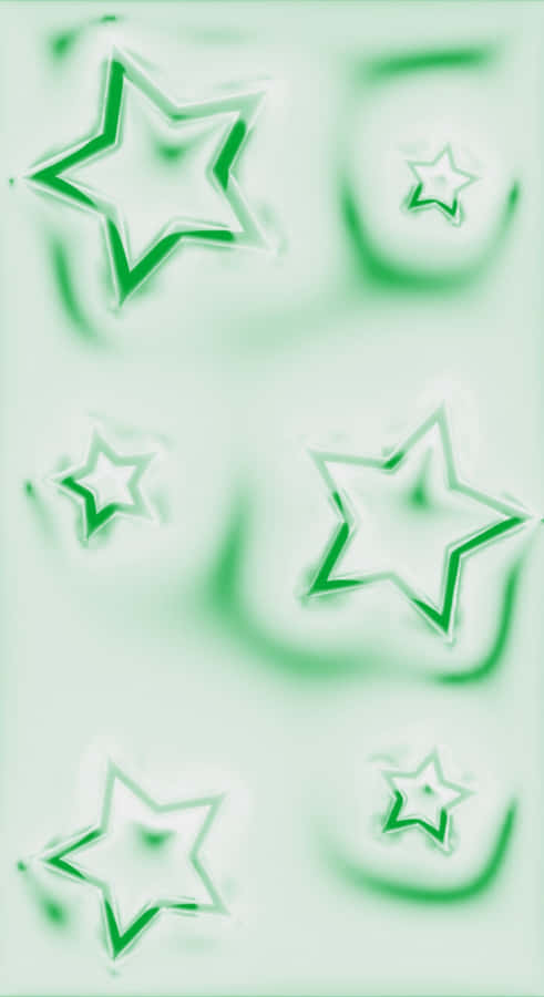 Cyber Green Star Pattern Wallpaper