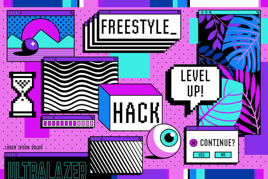 Cyber Y2 K Aesthetic Collage Wallpaper