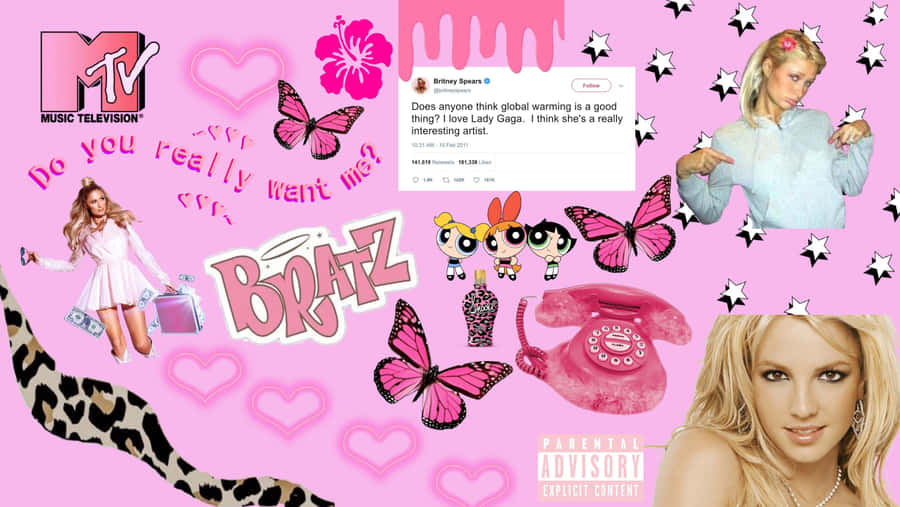 Cyber Y2 K Aesthetic Collage Wallpaper