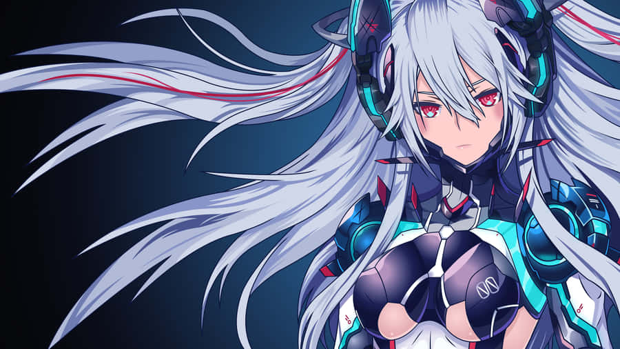 Cybernetic Anime Girlwith Silver Hair Wallpaper