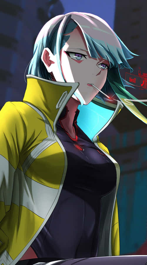 Cyberpunk Anime Characterwith Holographic Visor Wallpaper