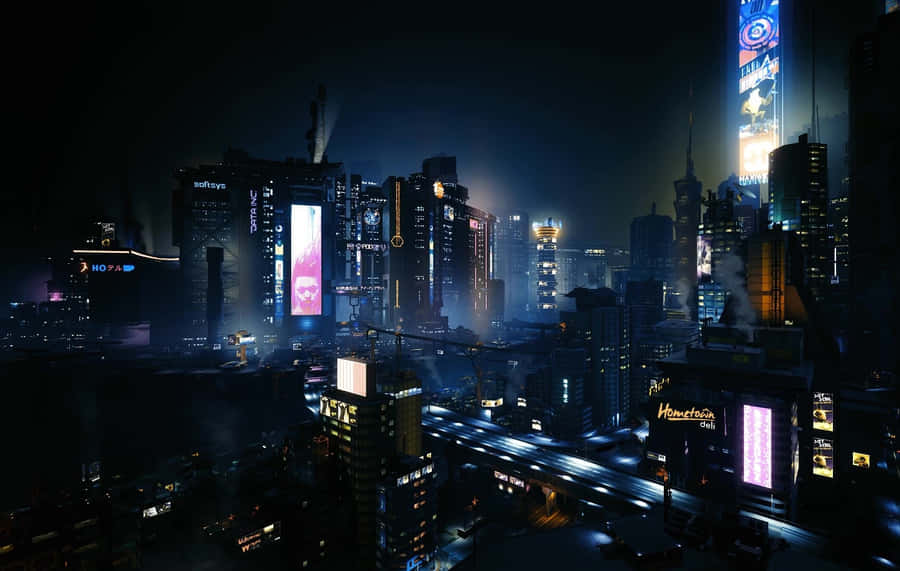 Cyberpunk_ Cityscape_ Nighttime Wallpaper