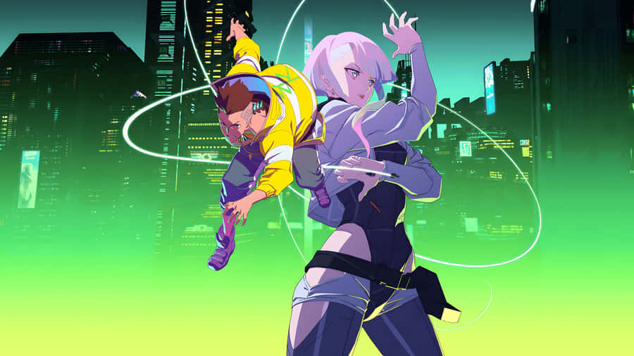 Cyberpunk Edgerunners Dynamic Duo Wallpaper
