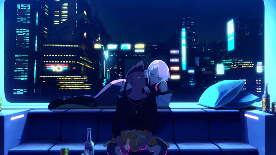 Cyberpunk Edgerunners Nighttime Companionship Wallpaper