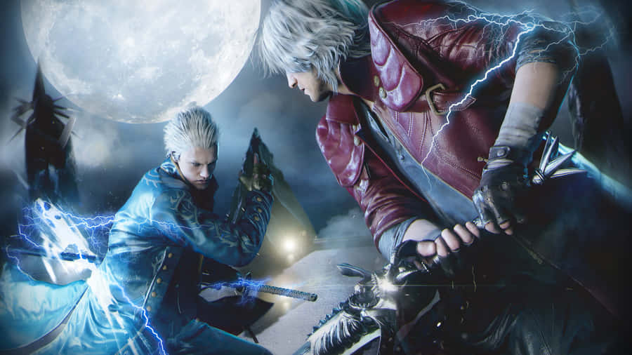 D M C5 Dante Vergil Moonlit Duel Wallpaper