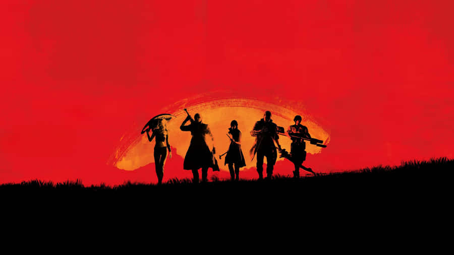 D M C5 Red Silhouette Heroes Wallpaper