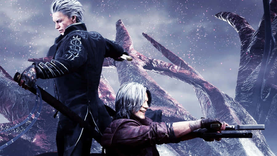 D M C5_ Vergil_and_ Dante_ Back_to_ Back Wallpaper