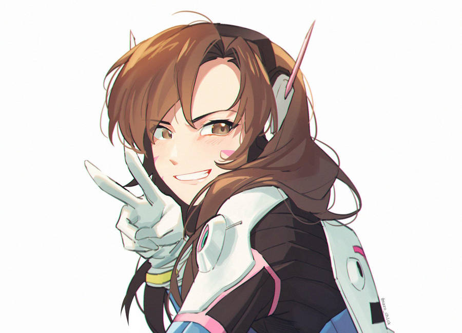 D.va Giving The Peace Sign Wallpaper