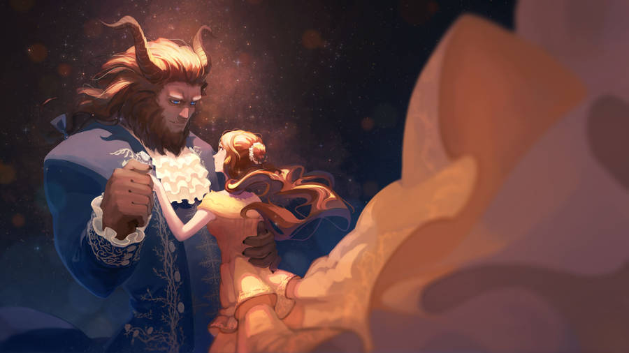 Dancing Belle And Beast Wallpaper