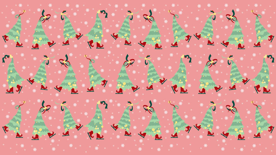Dancing Kawaii Christmas Tree Wallpaper
