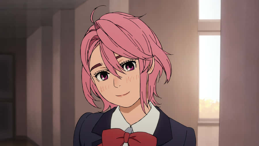 Dandadan Pink Haired Character Wallpaper