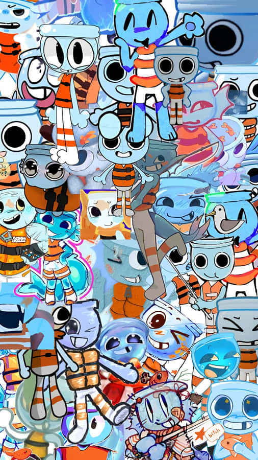 Dandys World Characters Collage Wallpaper