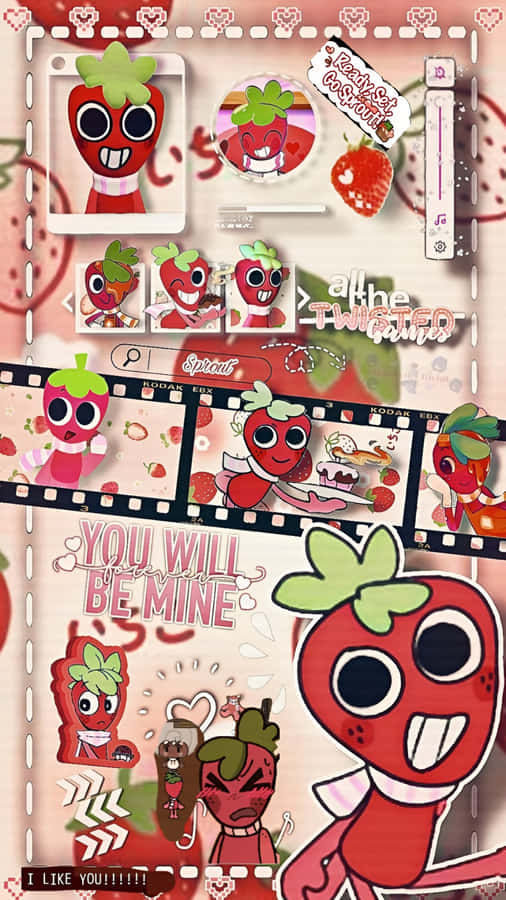 Dandys World Strawberry Characters Wallpaper