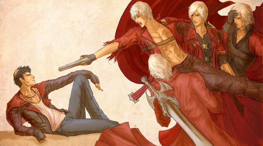 Dante Putting His Devilish Strength And Skill To The Test Wallpaper