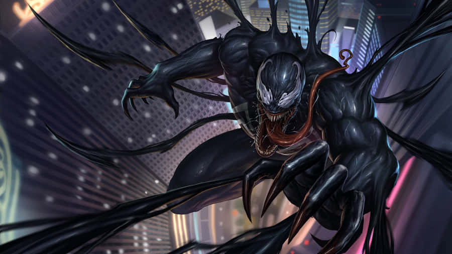 Dark And Menacing Venomized Character Unleashed Wallpaper