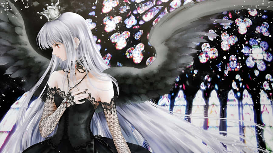 Dark Angel Vampire In Gothic Cathedral Wallpaper