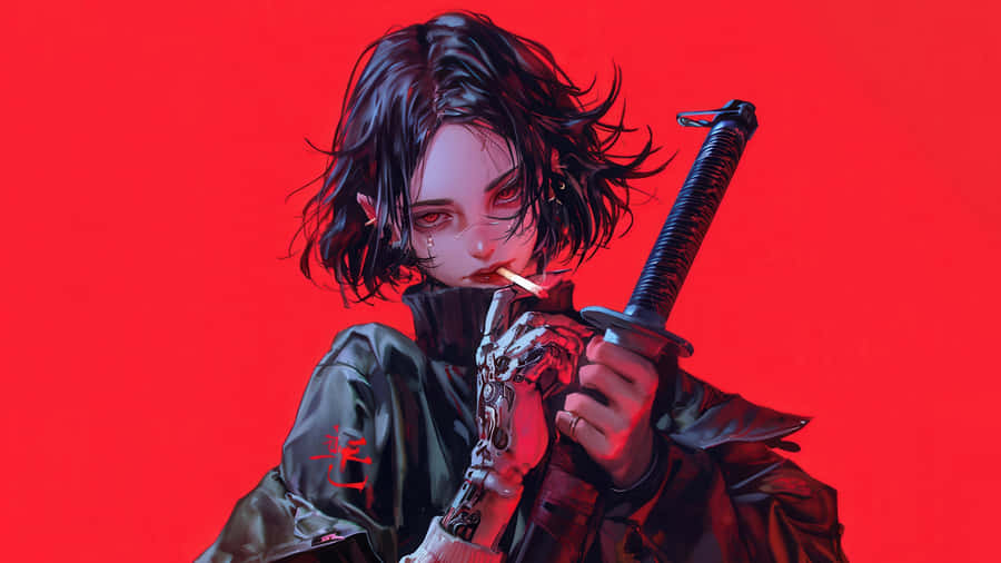 Dark Anime Character Smoking Wallpaper