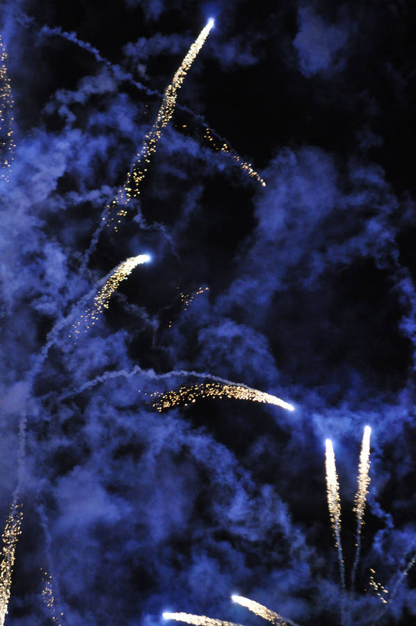 Dark Blue Aesthetic Bursting Fireworks Wallpaper