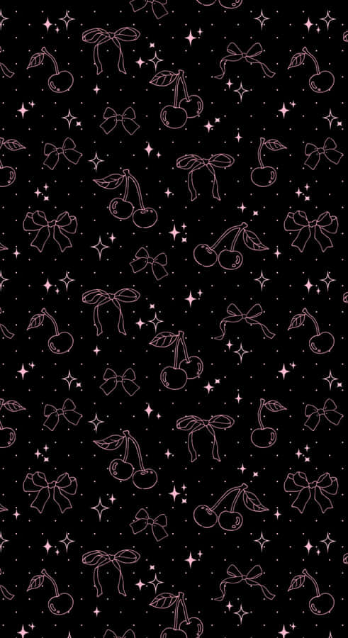Dark Coquette Cherry Pattern Wallpaper